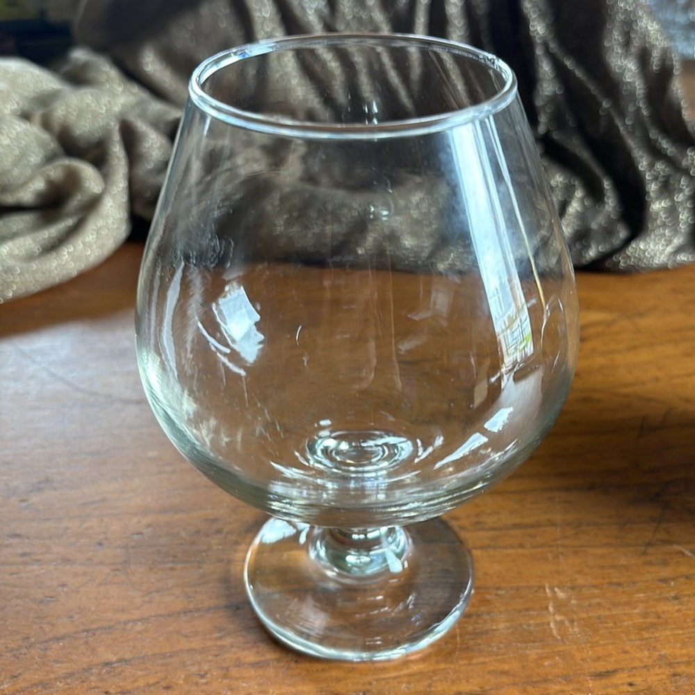 Vintage hand blown clear crystal look glass traditional brandy snifter